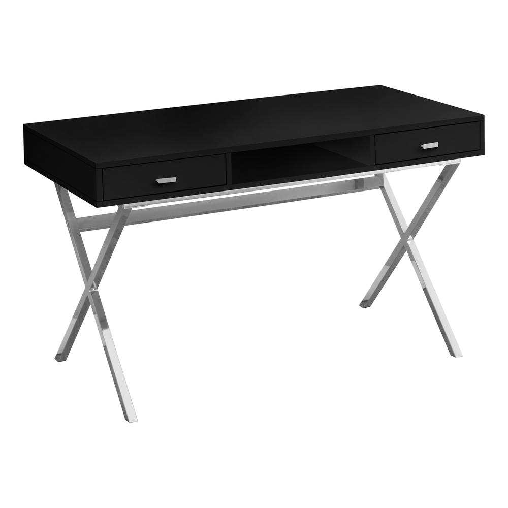 48" Desk with Drawers and Open Shelf in Black. Picture 1