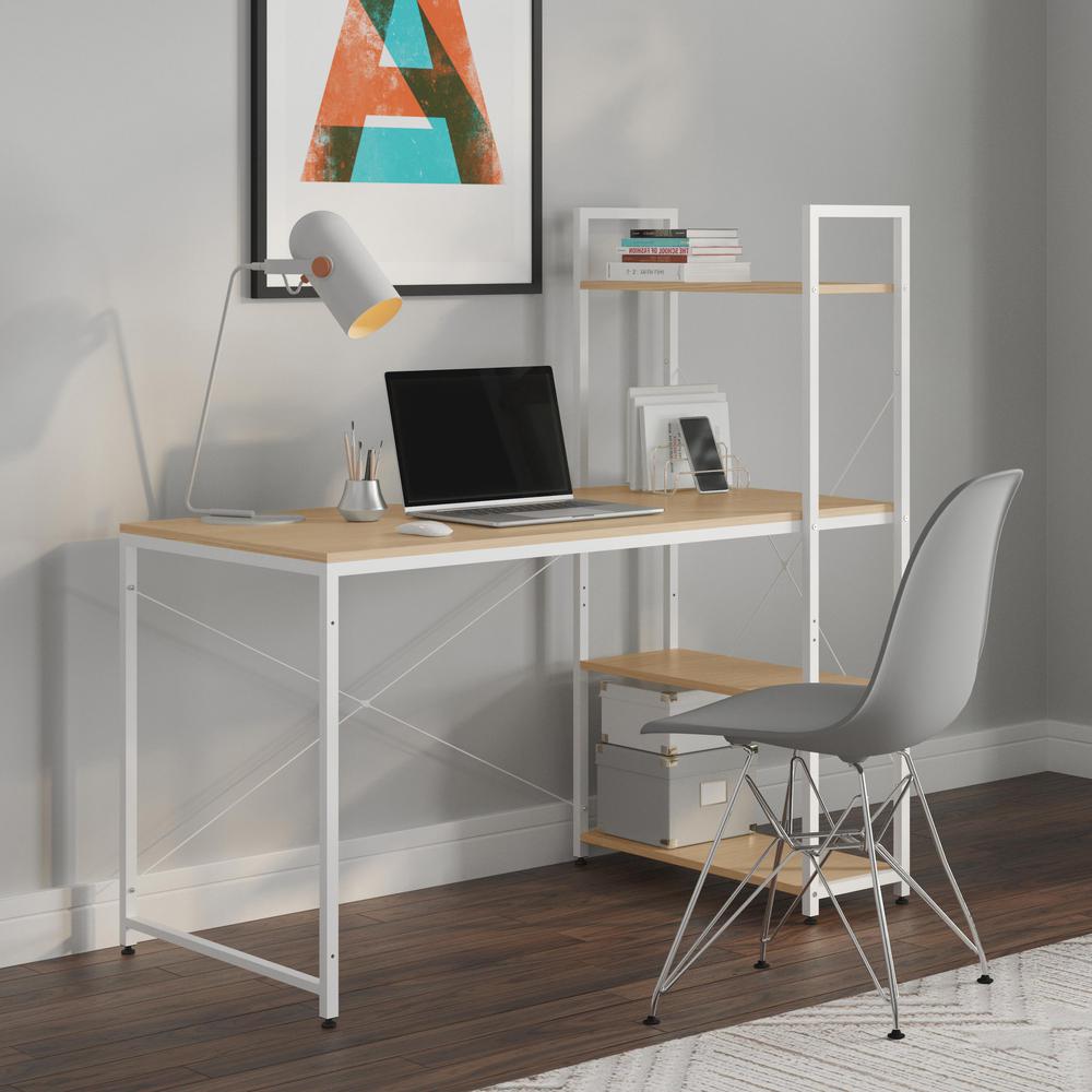 Ames Reversible Gaming Desk in White/White Oak. Picture 2