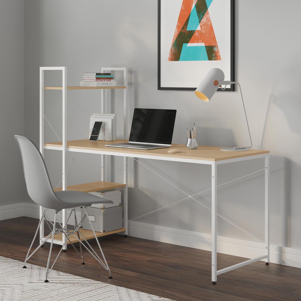 Ames Reversible Gaming Desk in White/White Oak. Picture 2