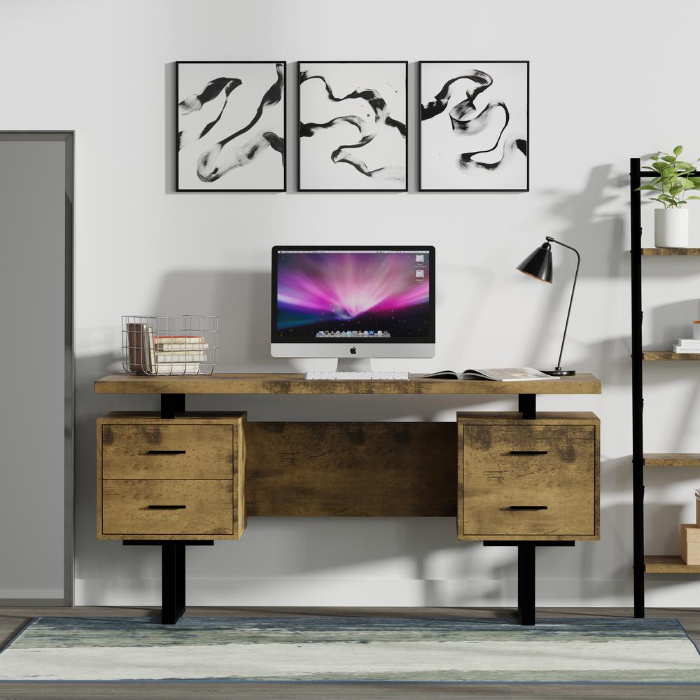 60'' Mariposa Desk - Reclaimed Brown/Reclaimed Brown/Black/Black. Picture 1