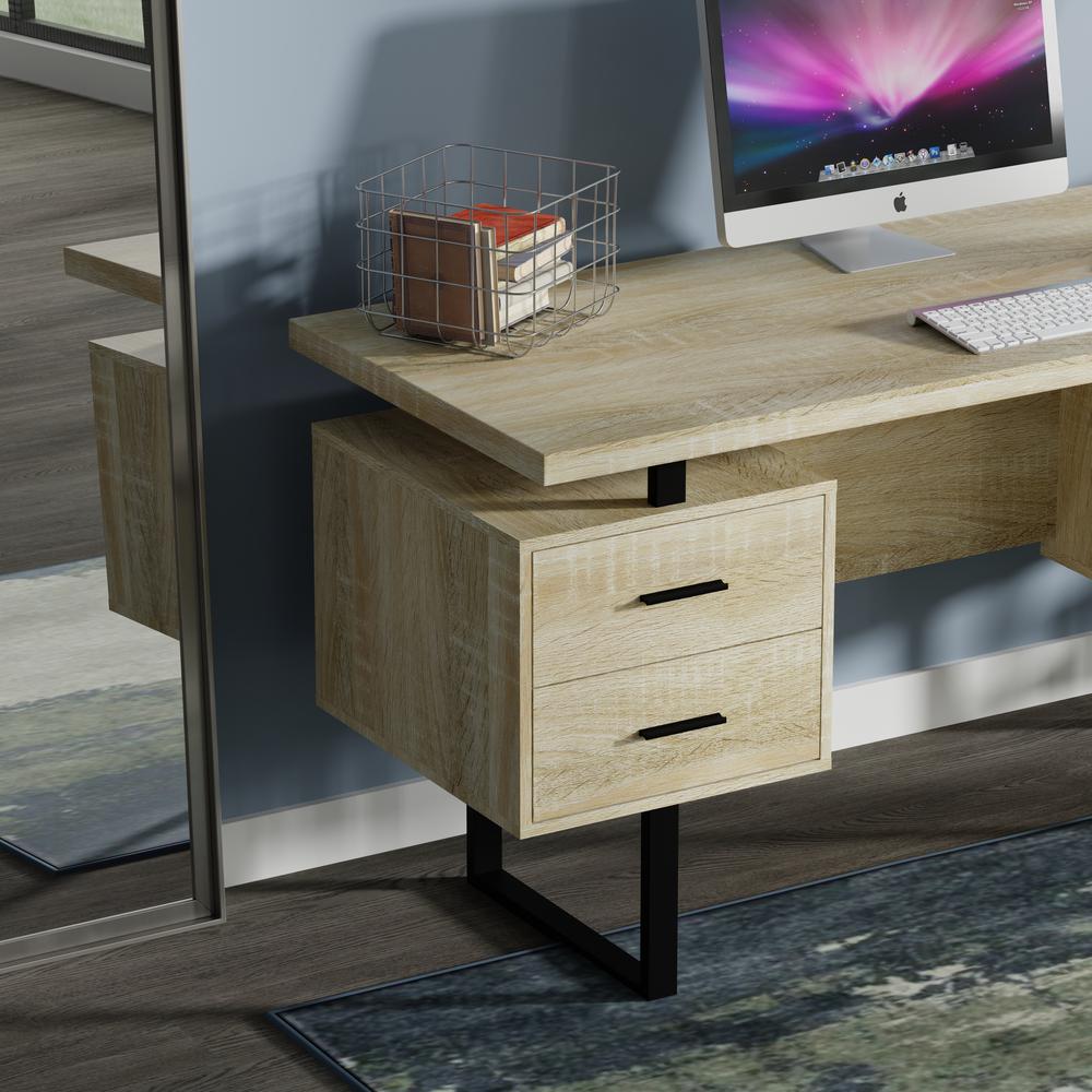 60'' Mariposa Desk - Reclaimed White Oak/Reclaimed White Oak/Black/Black. Picture 4