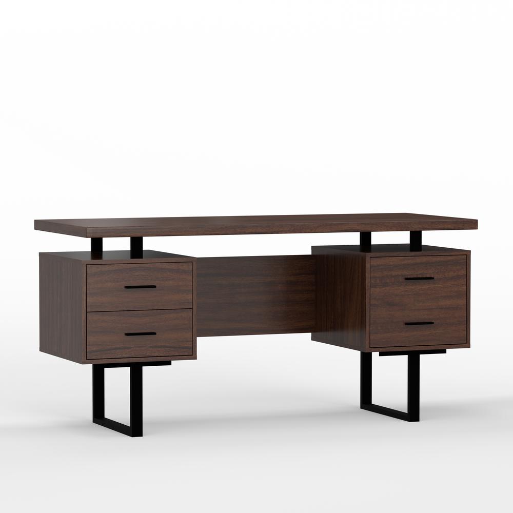 60'' Mariposa Desk - Walnut/Walnut Base, Black/Black. Picture 5