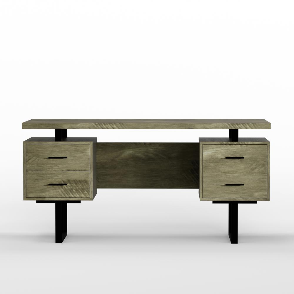 60'' Mariposa Desk - Rustic Dark Taupe/Rustic Dark Taupe/Black/Black. Picture 1
