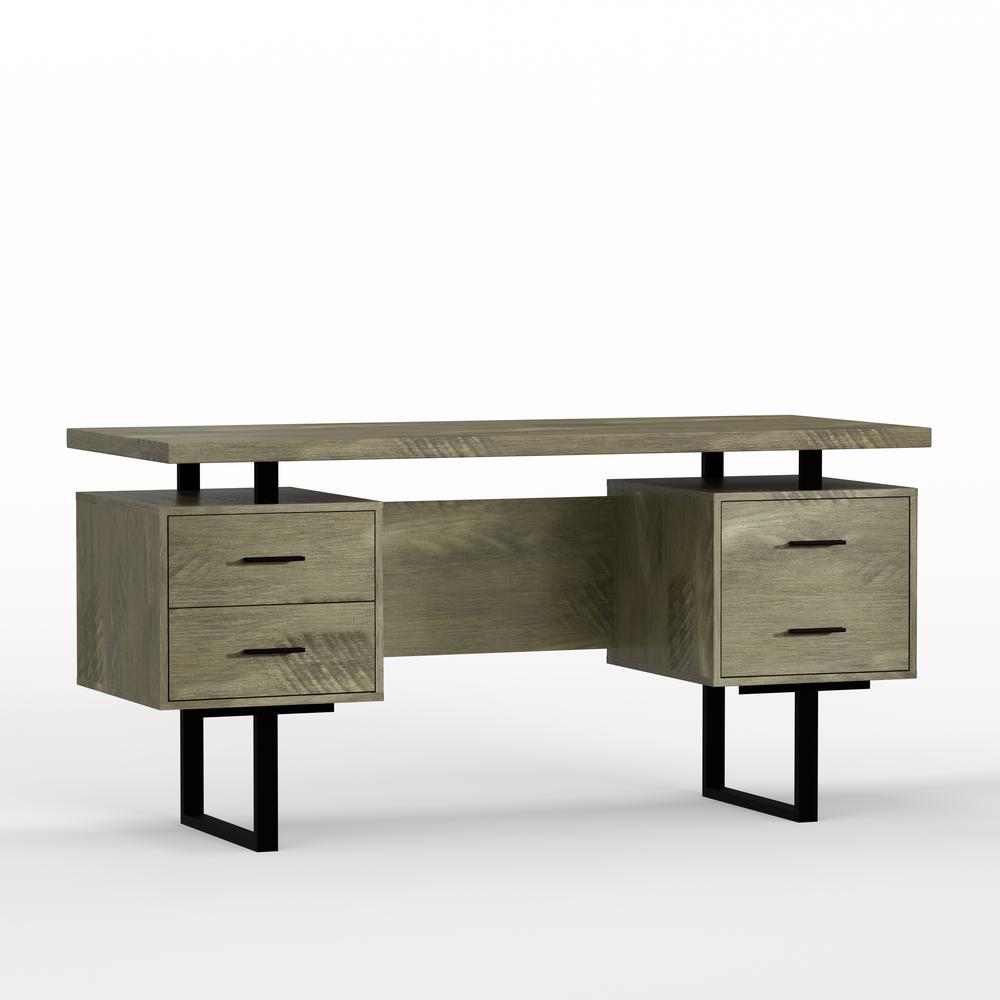 60'' Mariposa Desk - Rustic Dark Taupe/Rustic Dark Taupe/Black/Black. Picture 5