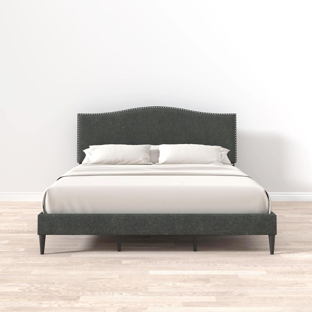 Kameli Upholstered Bed in Grey, Cal. King. Picture 6