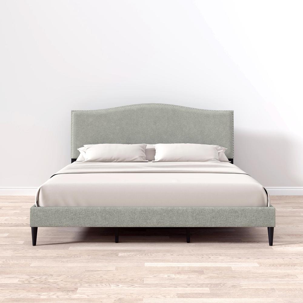 Kameli Upholstered Bed in Stone, King. Picture 6