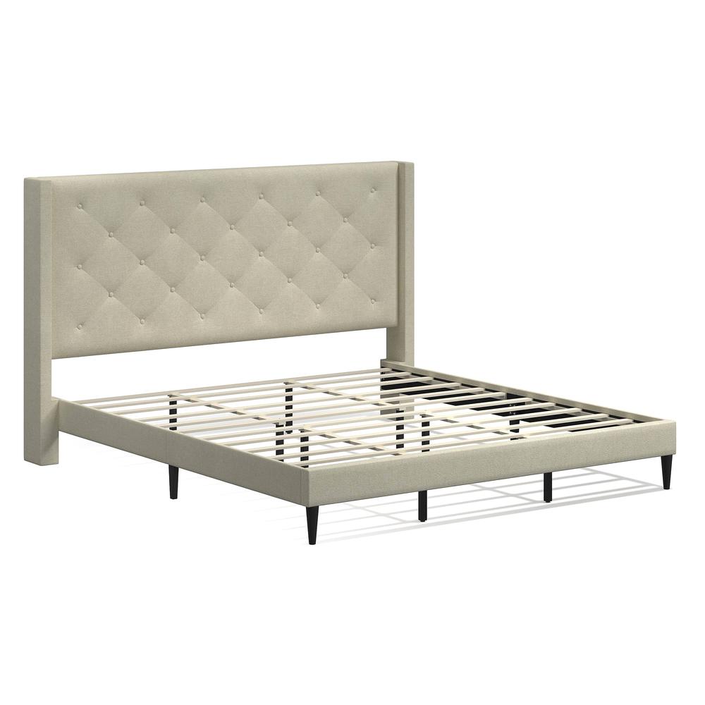 Huppe Upholstered Bed in Beige, King. Picture 1