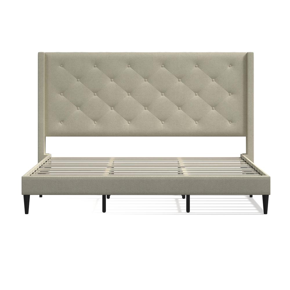 Huppe Upholstered Bed in Beige, King. Picture 3
