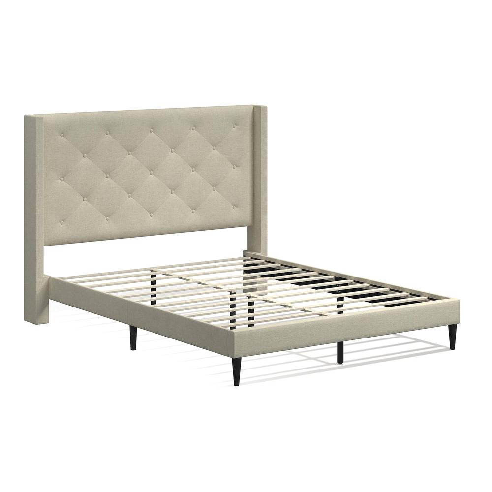 Huppe Upholstered Bed in Beige, Queen. Picture 1