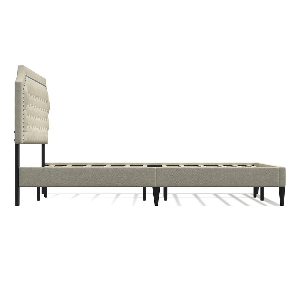 Curta Upholstered Bed in Beige, King. Picture 4