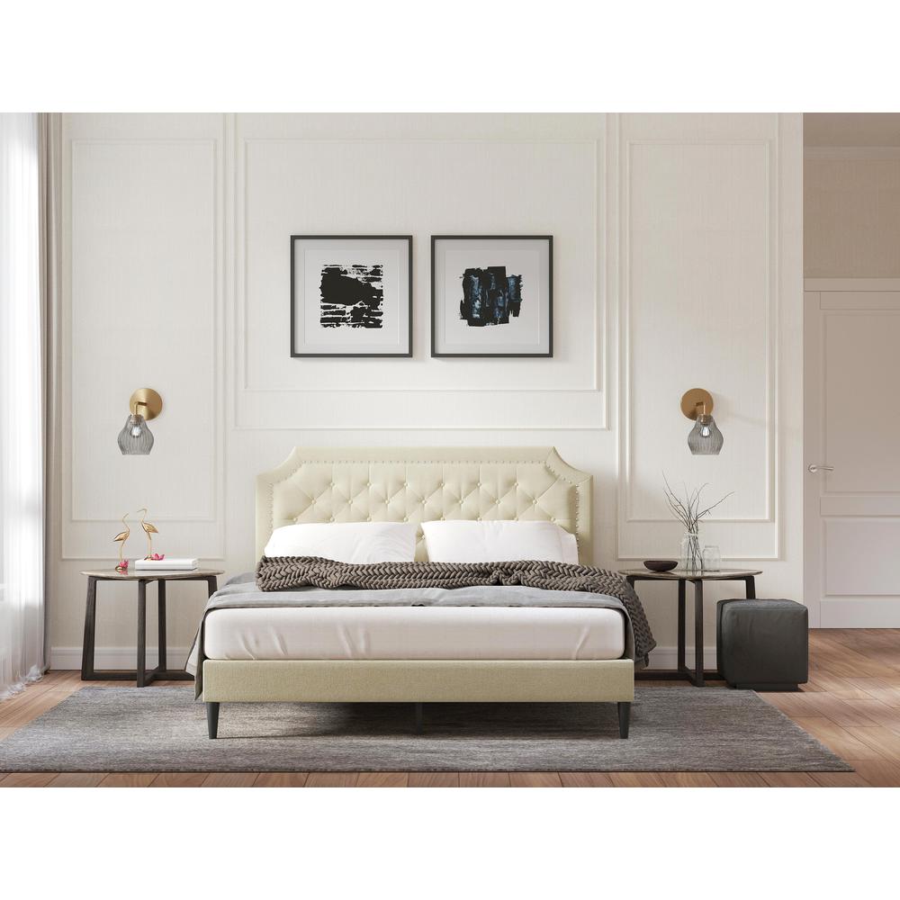 Curta Upholstered Bed in Beige, Queen. Picture 6