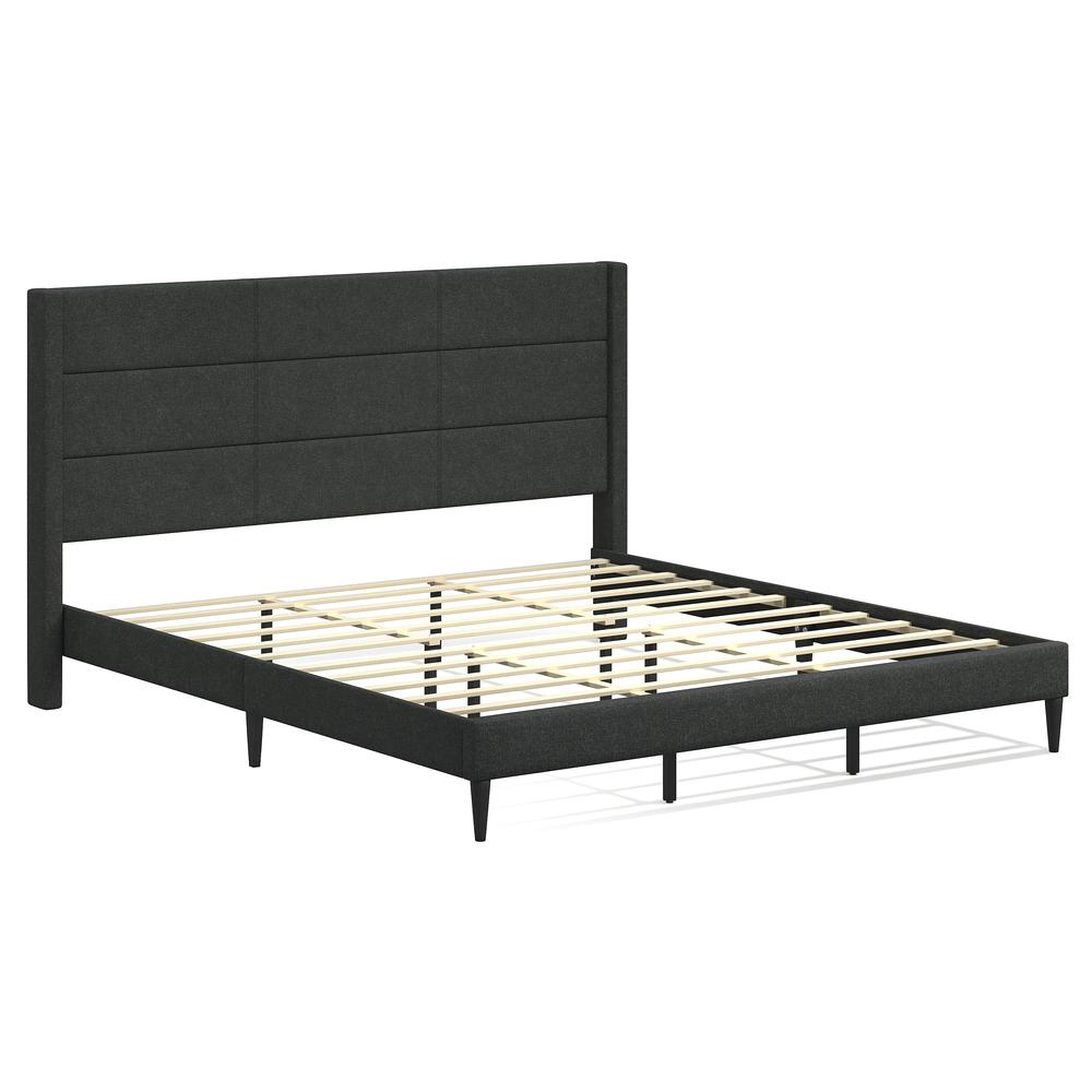 Pax Upholstered Platform Bed in Grey, King. Picture 1