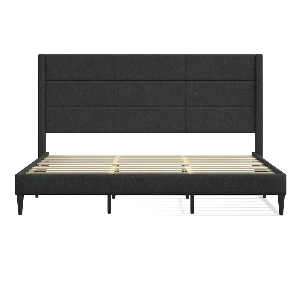 Pax Upholstered Platform Bed in Grey, King. Picture 3