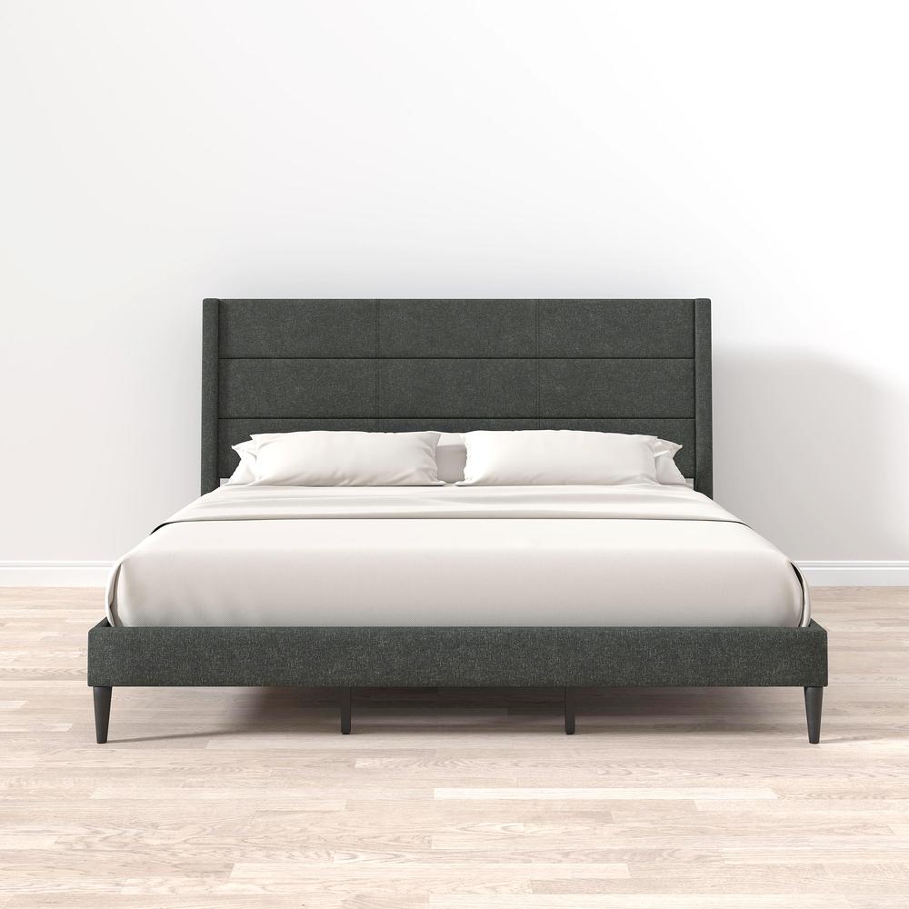 Pax Upholstered Platform Bed in Grey, King. Picture 6