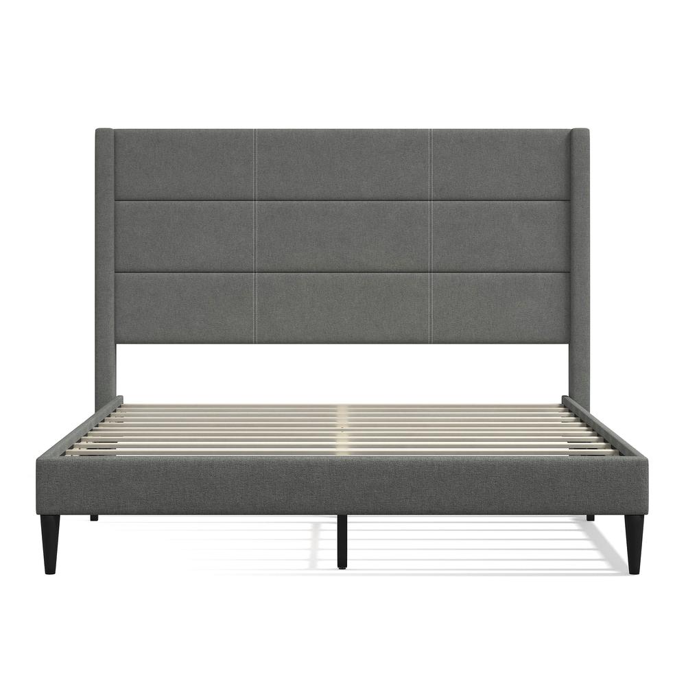 Pax Upholstered Platform Bed in Stone, Queen. Picture 3