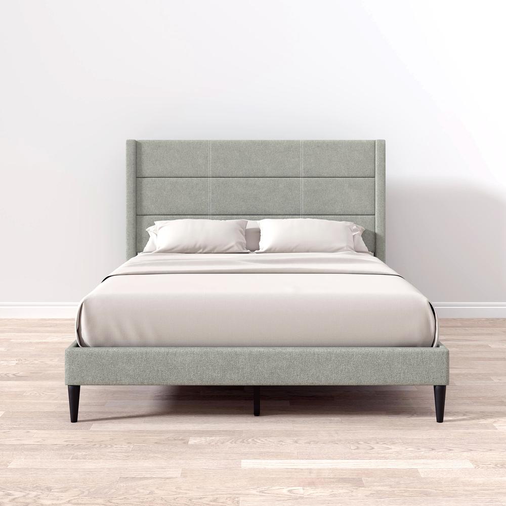 Pax Upholstered Platform Bed in Stone, Queen. Picture 6