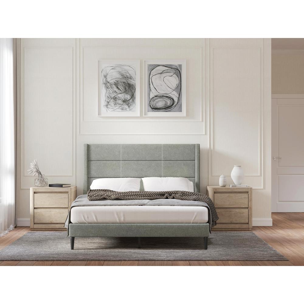 Pax Upholstered Platform Bed in Stone, Queen. Picture 7