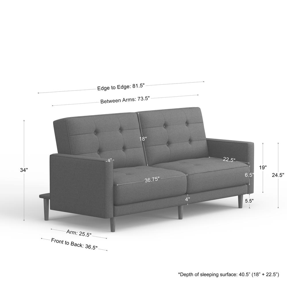 81.5" Sleeper Sofa, 8-Button Tufting in Dark Grey. Picture 9
