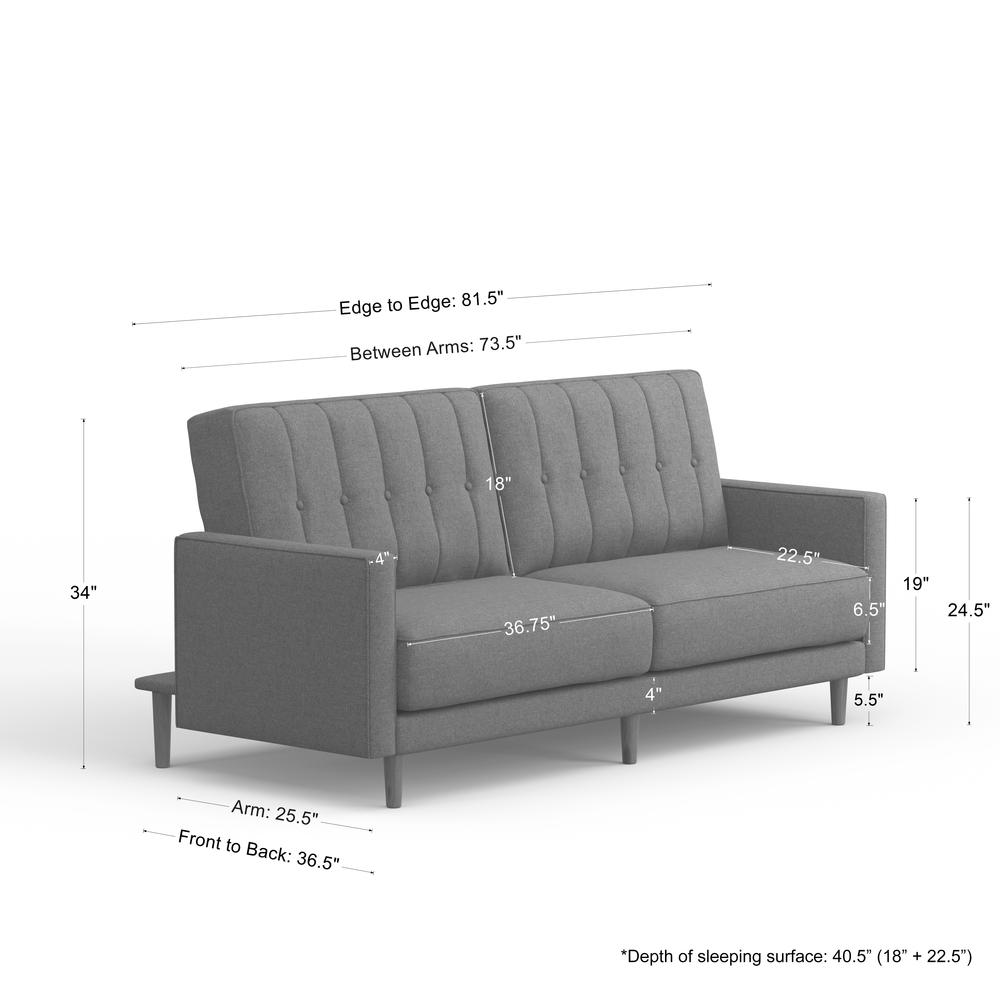 81.5" Sleeper Sofa, Vertical Seams in Dark Grey. Picture 9