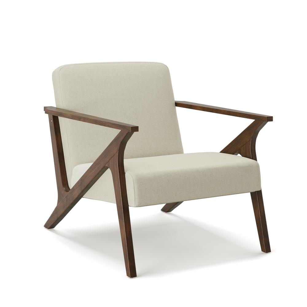 Grove MCM Wood Frame Uph. Accent Chair in Beige. Picture 1