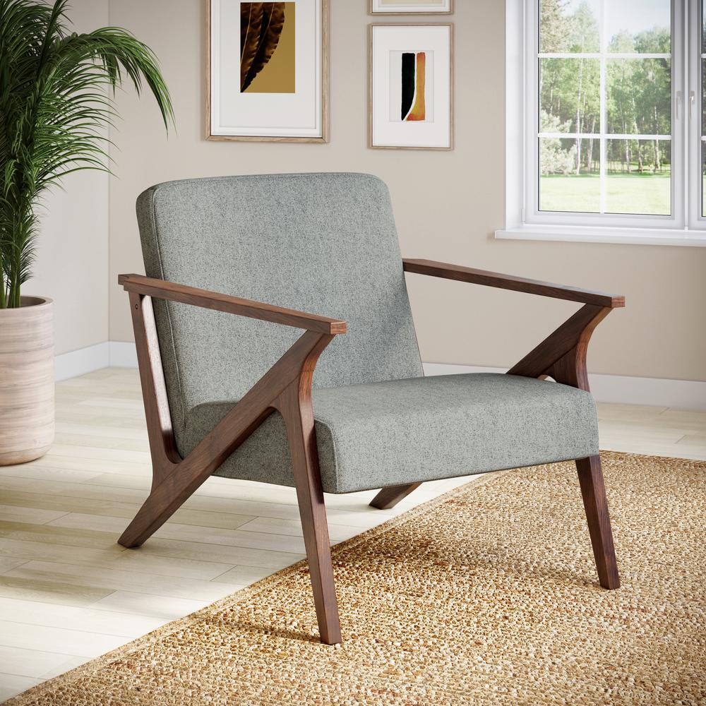 Grove MCM Wood Frame Uph. Accent Chair In Grey. Picture 5