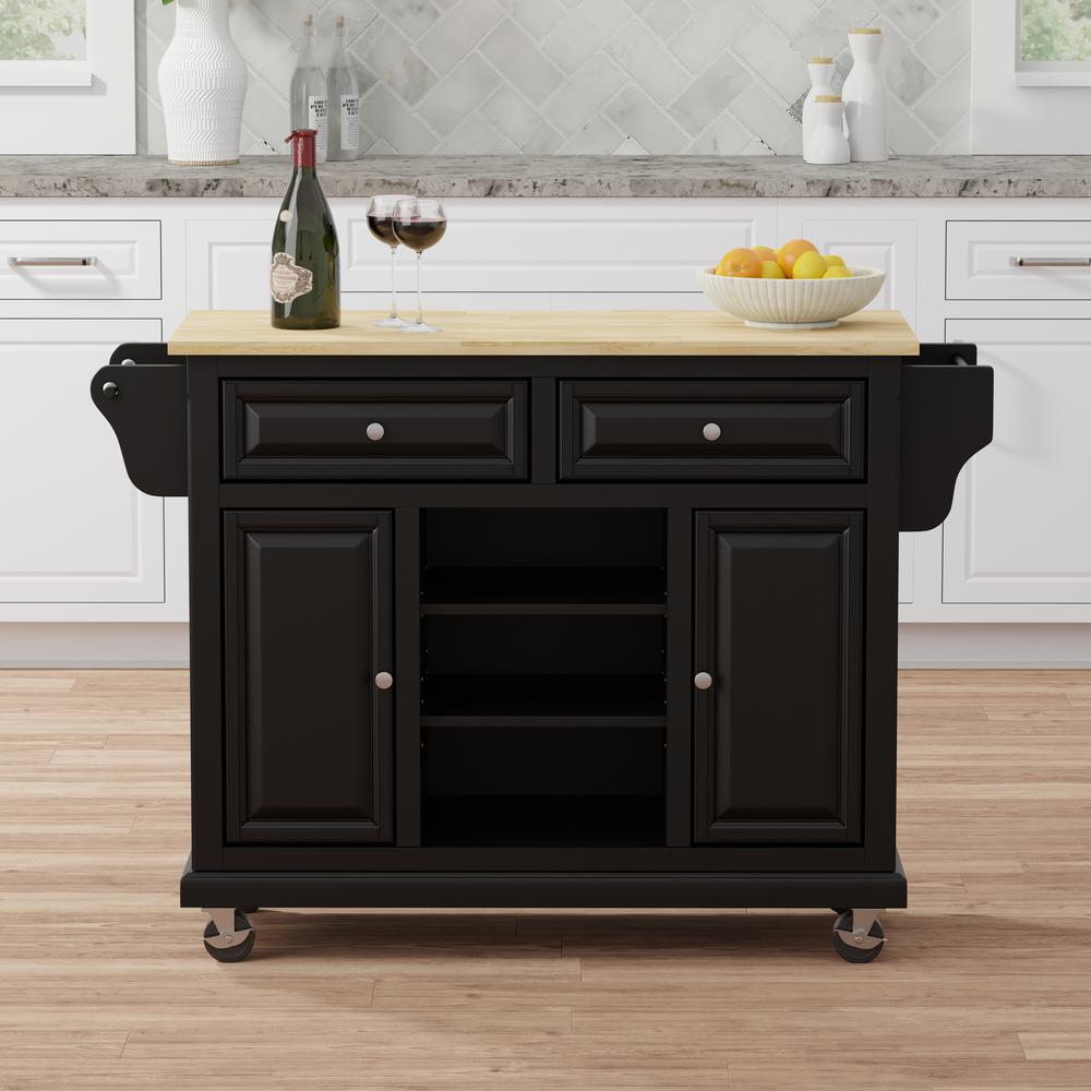 Kitchen Cart in Black with Wood Top. Picture 1