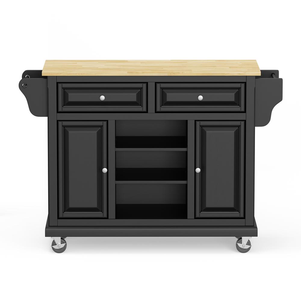 Kitchen Cart in Black with Wood Top. Picture 3