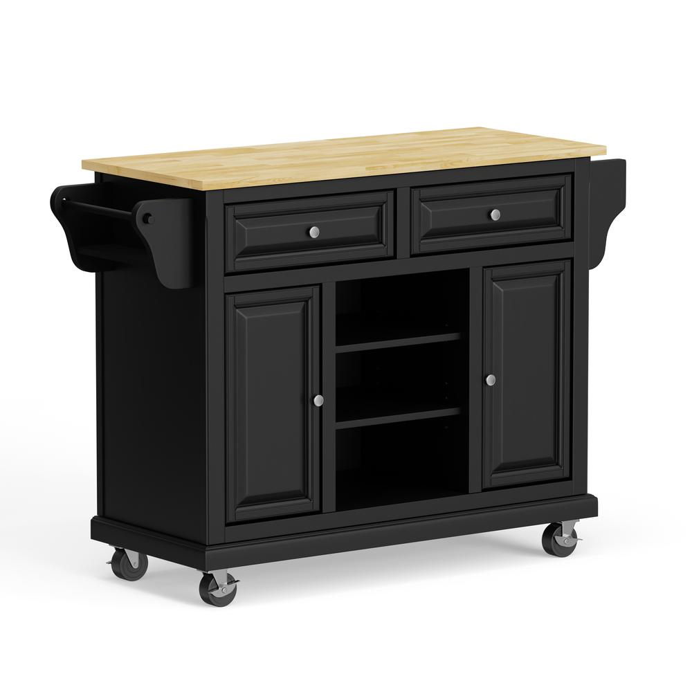 Kitchen Cart in Black with Wood Top. Picture 4