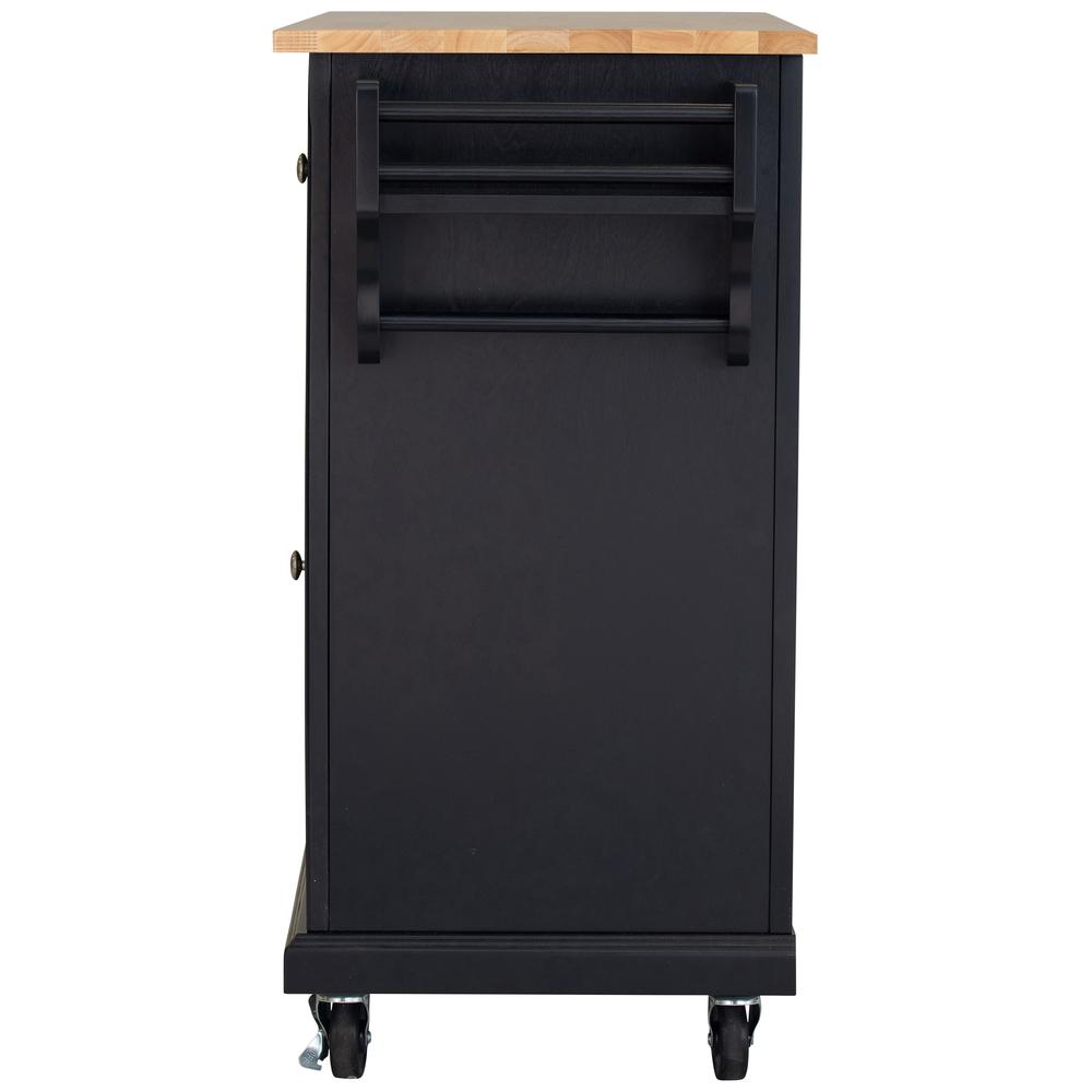 Kitchen Cart in Black with Wood Top. Picture 5