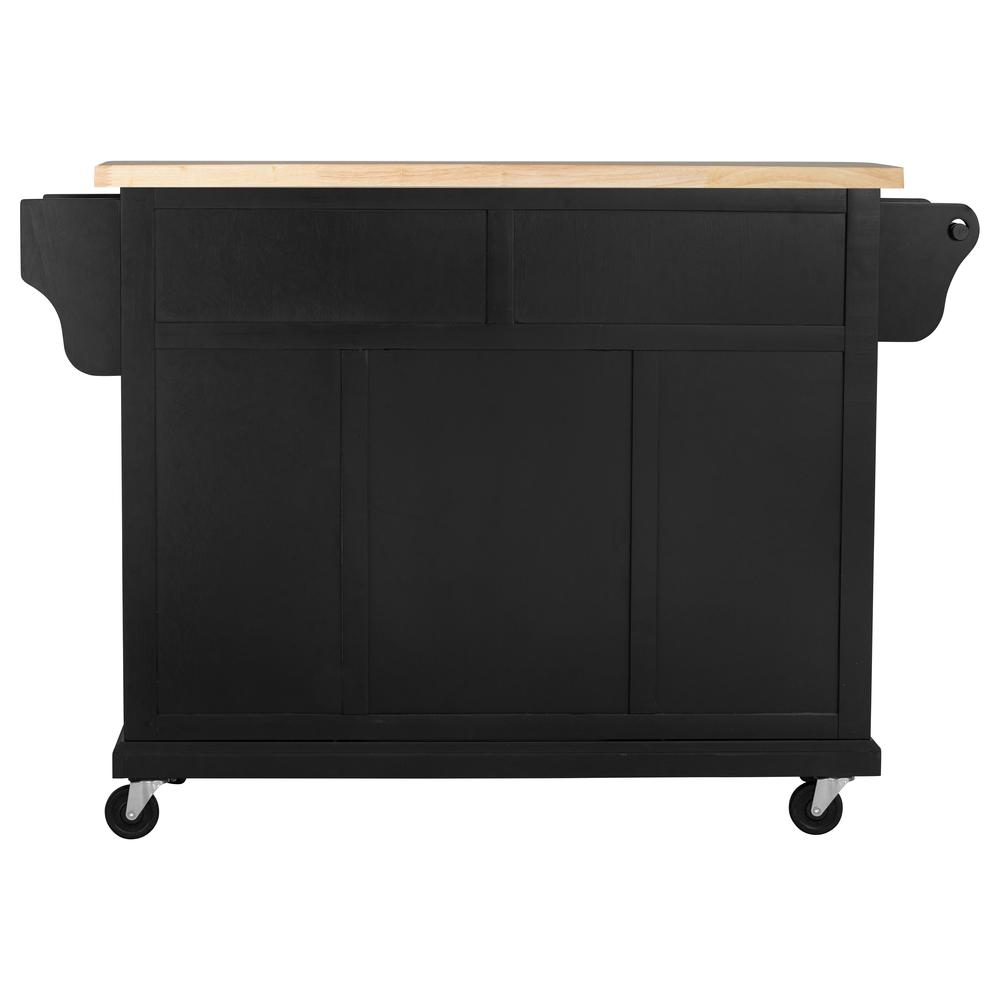 Kitchen Cart in Black with Wood Top. Picture 7