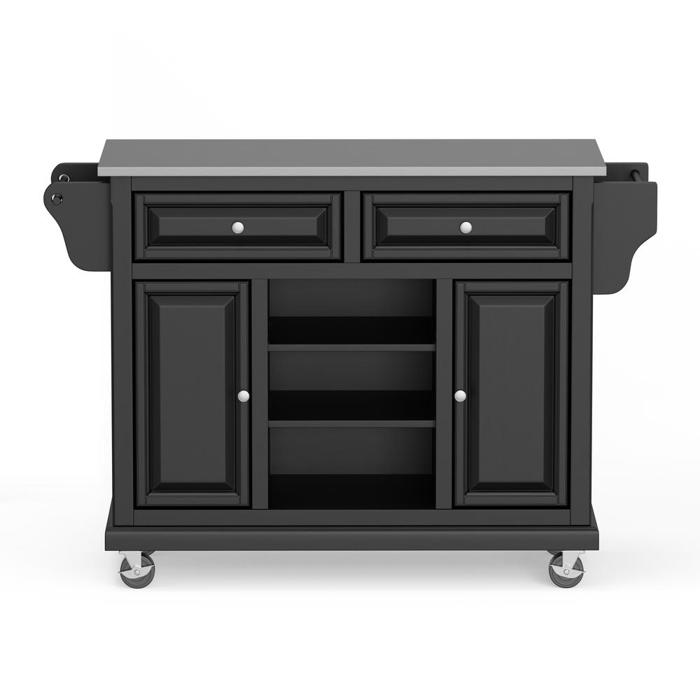 Kitchen Cart in Black with Stainless Steel top. Picture 3