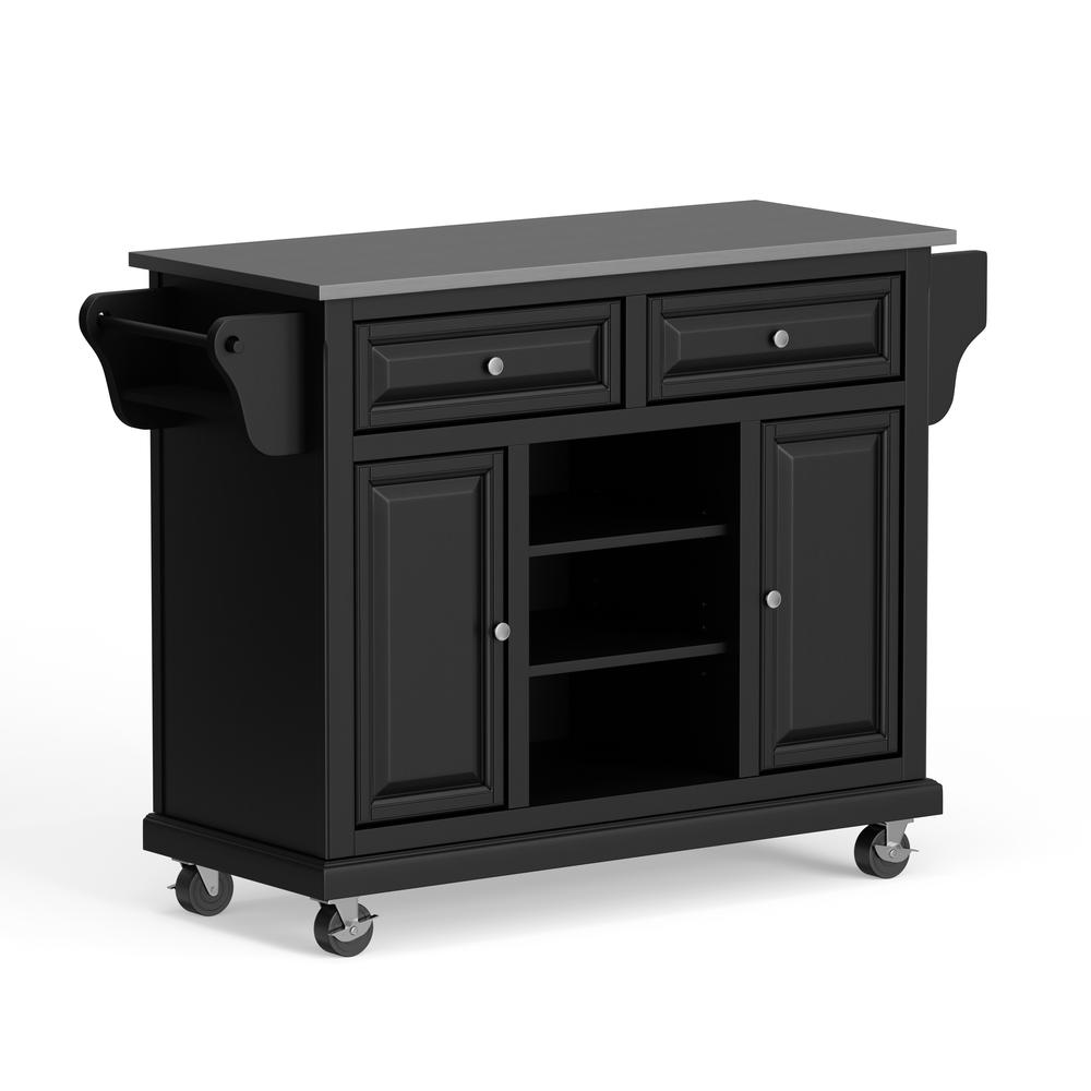 Kitchen Cart in Black with Stainless Steel top. Picture 4