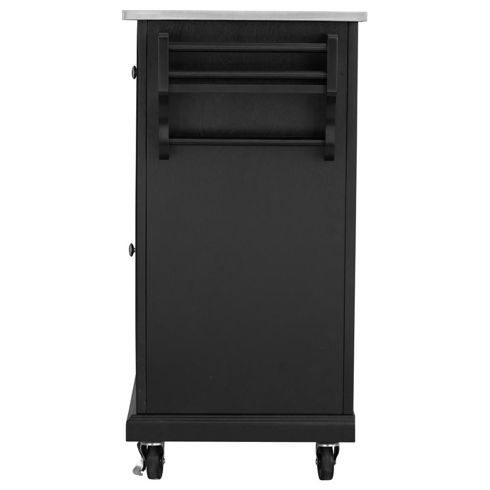 Kitchen Cart in Black with Stainless Steel top. Picture 8