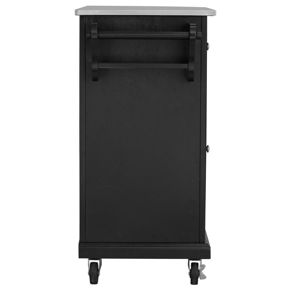 Kitchen Cart in Black with Stainless Steel top. Picture 9