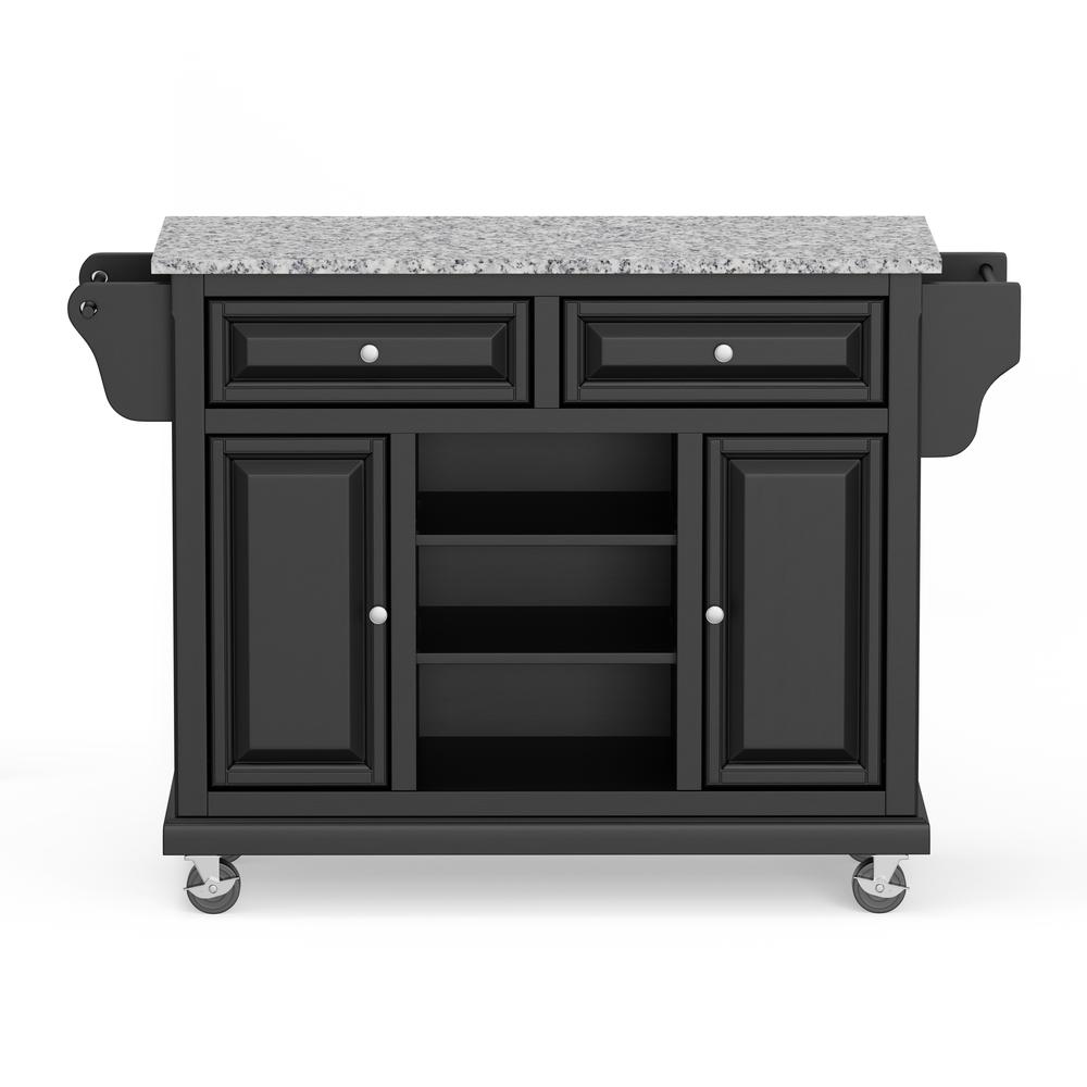 Kitchen Cart in Black with Grey Granite Top. Picture 3