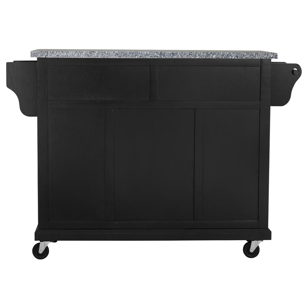 Kitchen Cart in Black with Grey Granite Top. Picture 5