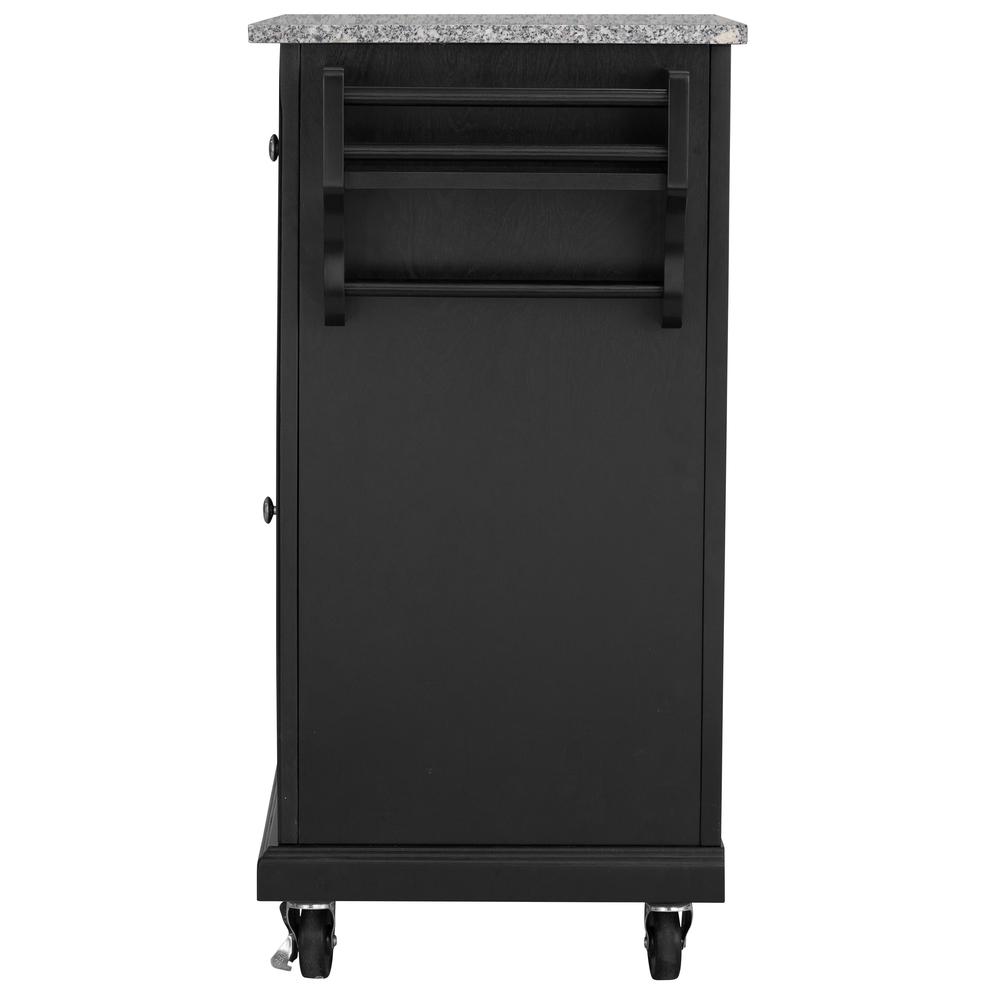 Kitchen Cart in Black with Grey Granite Top. Picture 7