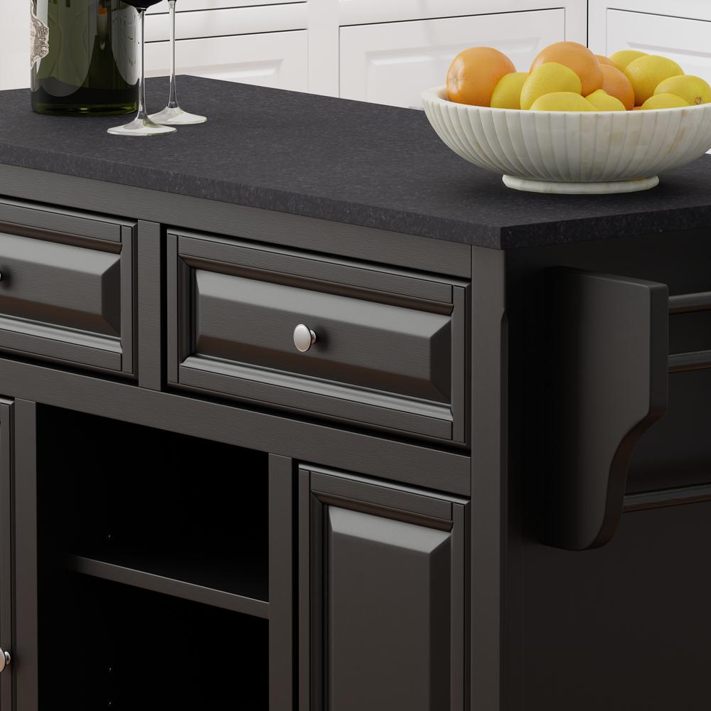 Kitchen Cart in Black with Black Granite Top. Picture 2