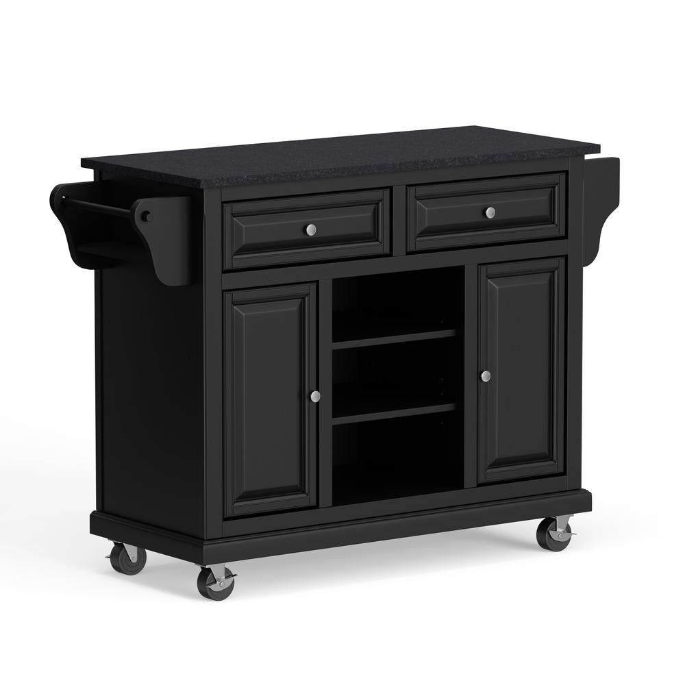 Kitchen Cart in Black with Black Granite Top. Picture 4