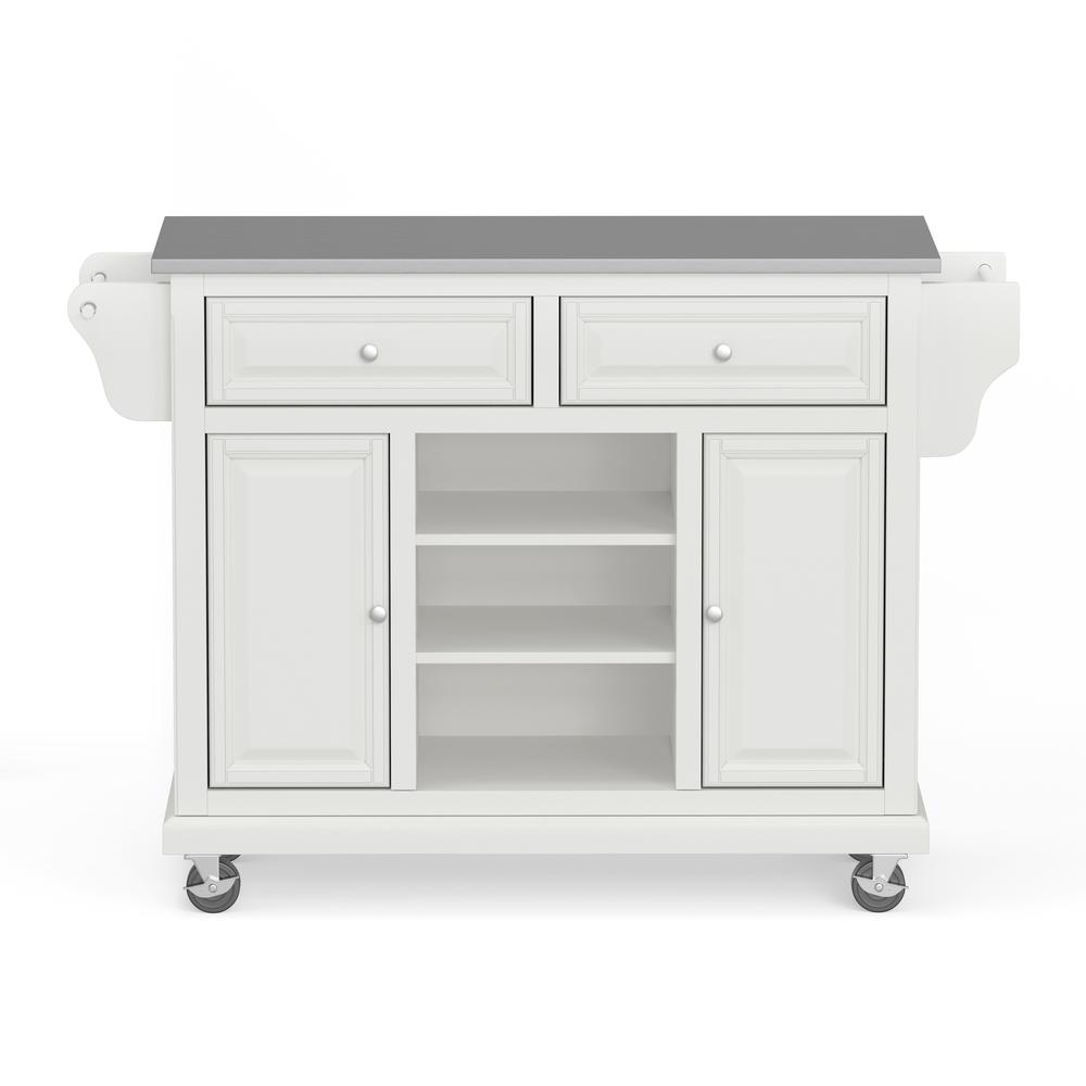 Kitchen Cart in White with Stainless Steel top. Picture 3