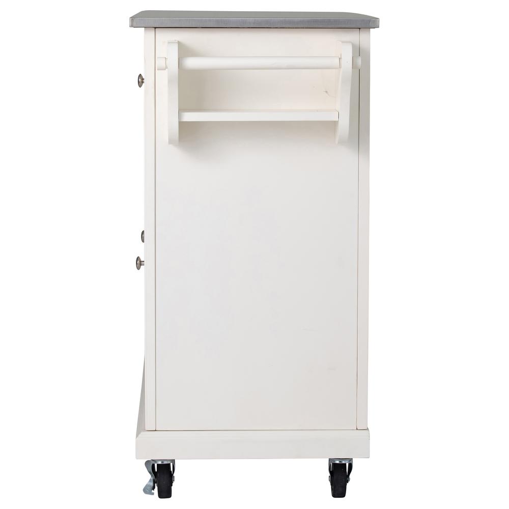 Kitchen Cart in White with Stainless Steel top. Picture 6