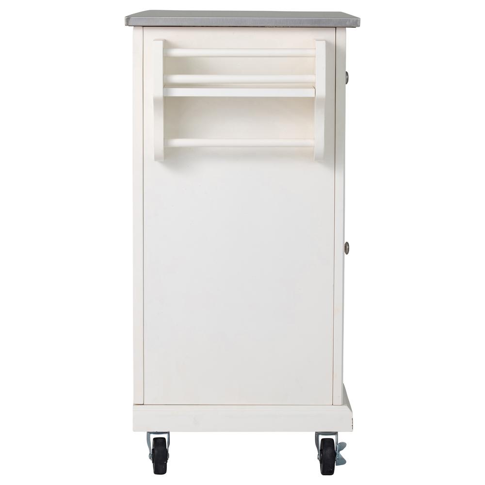 Kitchen Cart in White with Stainless Steel top. Picture 7