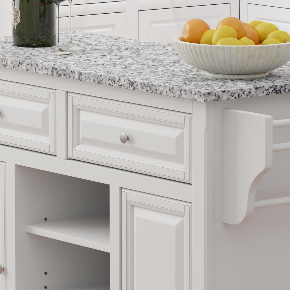 Kitchen Cart in White with Grey Granite Top. Picture 2