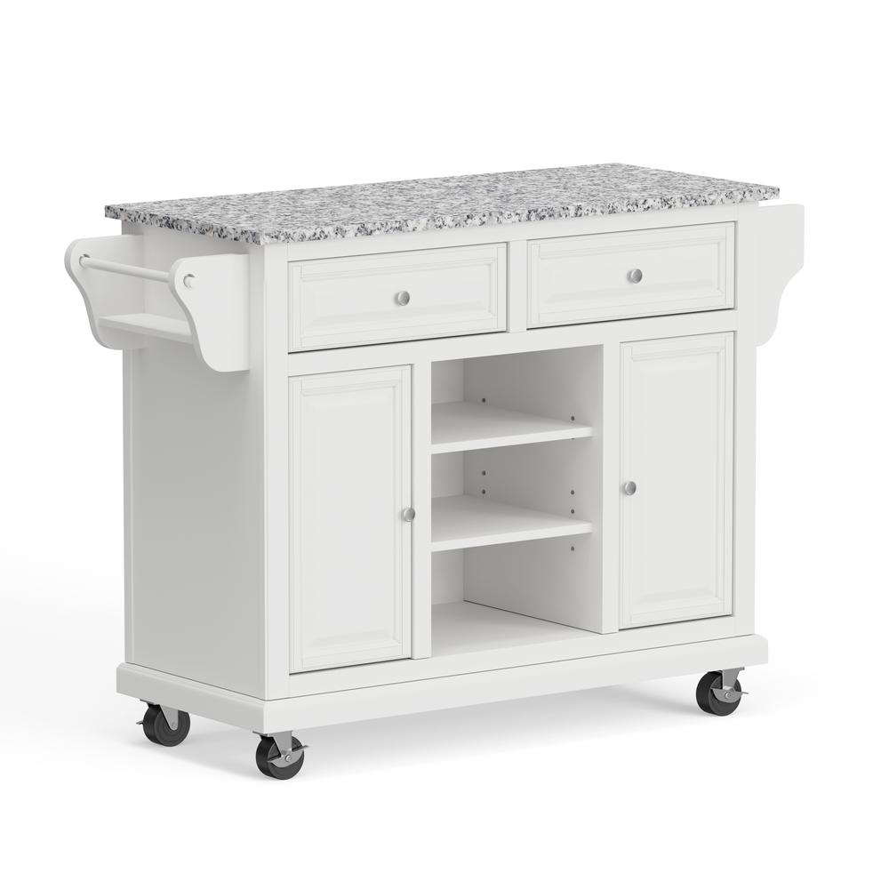 Kitchen Cart in White with Grey Granite Top. Picture 4