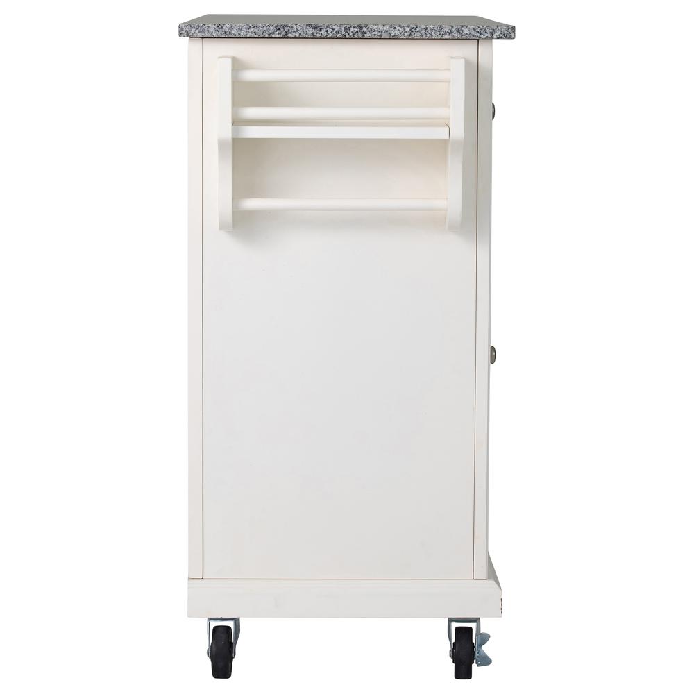 Kitchen Cart in White with Grey Granite Top. Picture 6