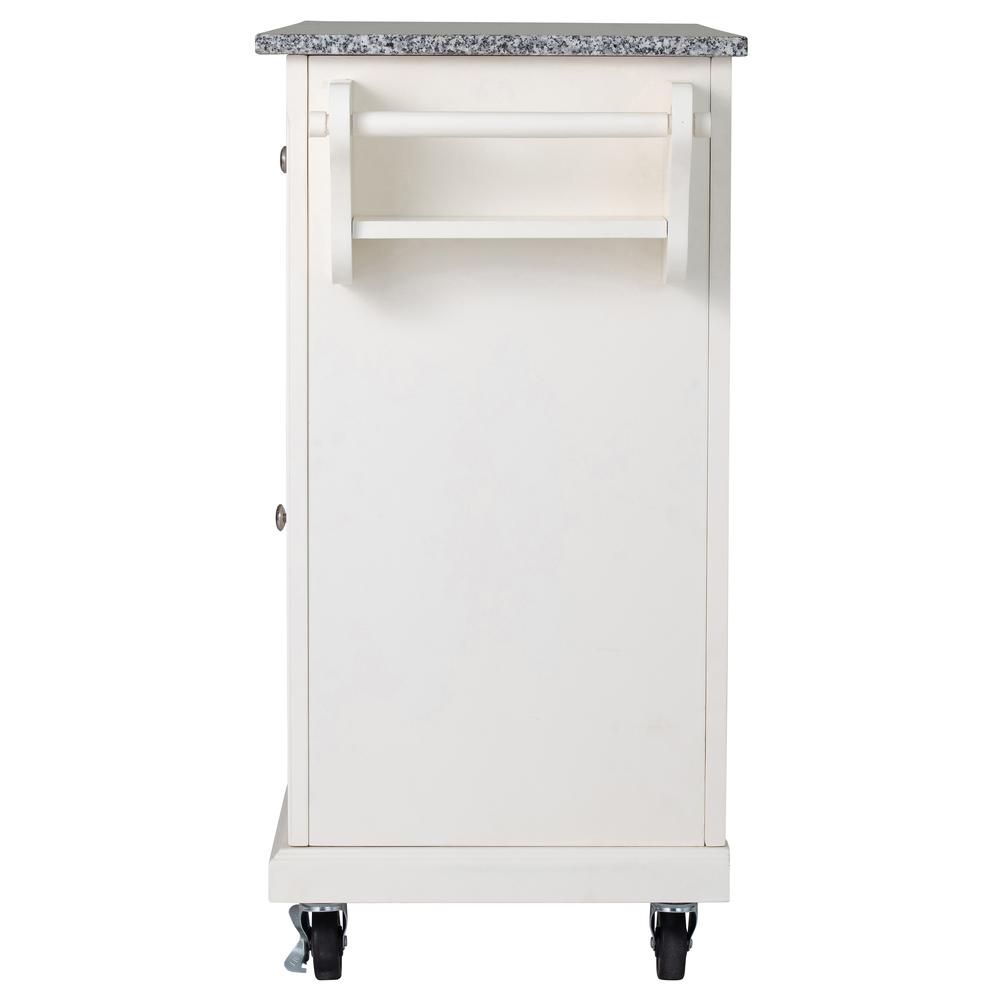 Kitchen Cart in White with Grey Granite Top. Picture 7