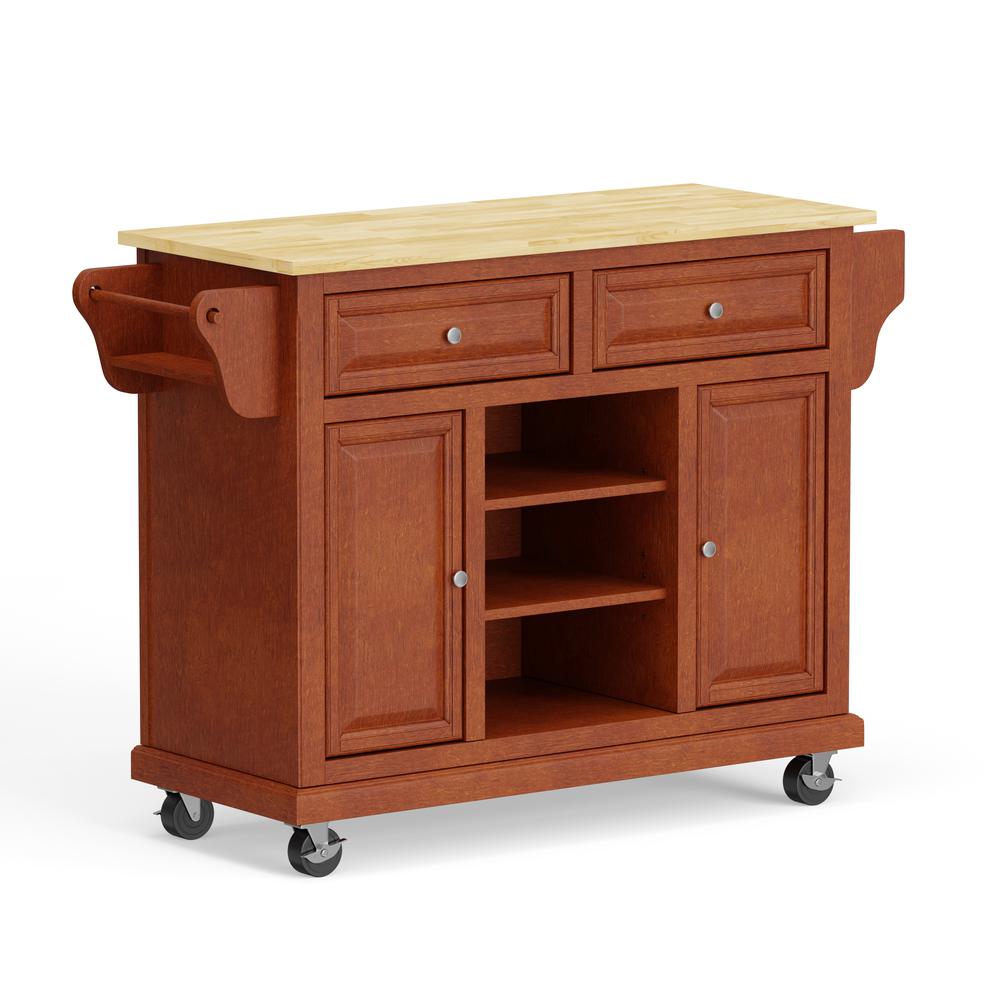 Kitchen Cart in Cherry with Wood Top. Picture 4