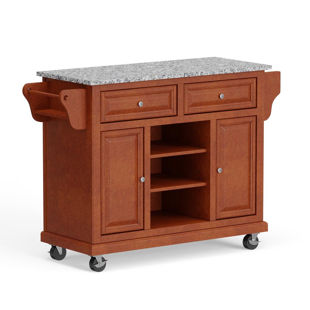 Kitchen Cart in Cherry with Grey Granite Top. Picture 1
