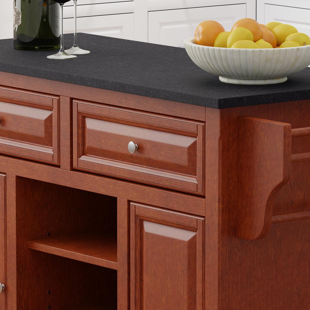 Kitchen Cart in Cherry with Black Granite Top. Picture 2
