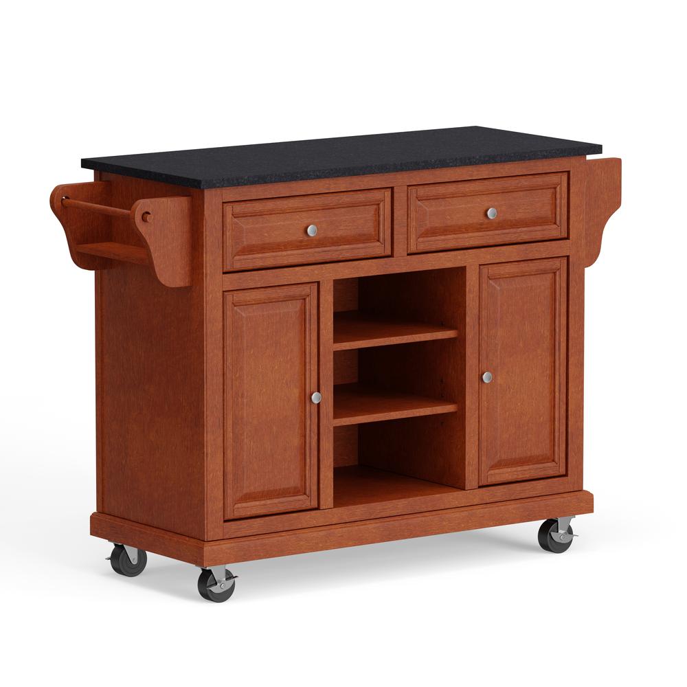 Kitchen Cart in Cherry with Black Granite Top. Picture 4